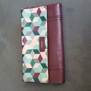Fossil burgundy leather wallet